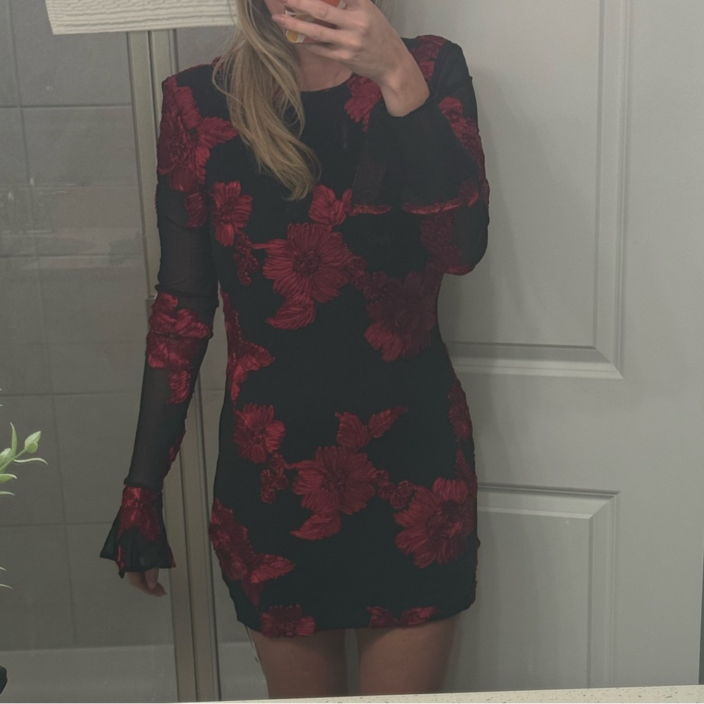 Black and Floral Mini Dress